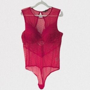 NWT INC International Concepts Red Lace Intimates Core Body Hang Ski Patrol XXL